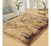 Générique Tapis mappemonde 140 x 200 cm Lavable pour Salon, Chambre à Coucher, Chevet, Table à Manger, décoration