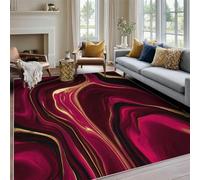 Générique Tapis Marbre Bourgogne, Tapis Salon Motif Abstrait Moderne Rouge 200x250 cm, Pile Courte, Antidérapant, pour Carpette Chambre, Descente de Lit, Lavable Interieur, Decoration Maison A(942)