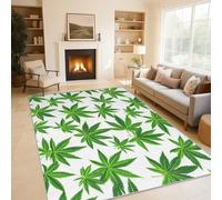 Générique Tapis Marijuana, Grand Tapis Salon 180x240 Cannabis Mauvaises Herbes Carpette Chambre, Flanelle Poil Ras Moelleux - Antidérapa Lavable en Machine H-17
