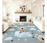 Générique Tapis Mignon Dessin Animé Ours Koala à Poils Ras pour Salon Chambre à Coucher, Antidérapant Lavable Tapis Décoratif Chambre d'enfant 100 x 150 cm - Gris-Bleu Poil Court Intérieur Design