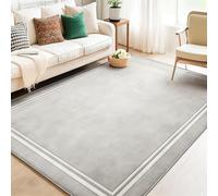 Générique Tapis Minimalisme frontières Textures 120 x 180 cm pour Salon et Chambre, Tapis Imprimé Lavable en Machine avec Base Antidérapante, Décoration Intérieure, Poil Court Gris