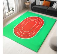 Générique Tapis Minimaliste Dessin animé Piste, Vert Moquette Poils Courts Doux Tapis de Porte Lavable antidérapant pour la Maison Salon Restaurant Chambre Cuisine, Chambre de Jeu (60 × 90 cm)