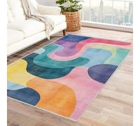 Générique Tapis Modèle Abstrait Tapis d'entrée Lavable en Machine avec Envers antidérapant, pour entrée, Cuisine, Salle de Bain, buanderie, Tapis résistant à Poils Ras(Pink)-150x180cm