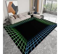 Générique Tapis Moderne 80 x 150 cm Jeu Géométrie Espace Grille, Tapis de Salon Imprimé Lavable et Antidérapant - Moquette Douce à Poils Courts Noir pour Salle de Séjour Chambre d'enfant Salle de Jeu