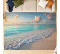 Générique Tapis Moderne à Poils Courts Lavable en Machine - Tapis antidérapant Super Doux et Moelleux, Tapis Confortable et Facile d’Entretien, Doux Vagues océaniques Ciel, Bleu, 120 X 180 cm