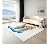 Générique Tapis Moderne à Poils Courts Lavable en Machine - Tapis antidérapant Super Doux et Moelleux, Tapis Confortable et Facile d’Entretien, Collage Fleurs Sauvages, Jaune Rose, 180 X 270 cm