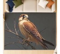 Générique Tapis Moderne à Poils Courts Lavable en Machine - Tapis antidérapant Super Doux et Moelleux, Cartoon Branches Plumes, Tapis Confortable et Facile d’Entretien, Marron, 180 X 270 cm