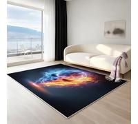 Générique Tapis Moderne à Poils Courts Lavable en Machine - Tapis antidérapant Super Doux et Moelleux, Tapis Confortable et Facile d’Entretien, lumière et Ombre Ciel Nocturne, Noir Or, 180 X 270 cm