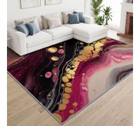 Générique Tapis Moderne Abstrait Fluide Facile d'entretien Antidérapant, Bordeaux Noir Marbre Pigment Métallique Tapis 160 x 230 cm Antidérapant pour Chambre d'amis ou Salon Salle à Manger Chambre