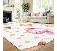 Générique Tapis Moderne De Dessins Animés Animaux Pois pour Salon, Chambre à Coucher Salle à Manger - Tapis Doux à Poils Courts Lavable en Machine AntidéRapant Blanc 60 x 90 cm