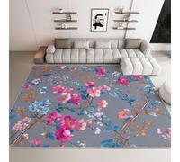 Générique Tapis Moderne Fleurs Feuillage Élégant 160 x 230 cm, Tapis à Poils Ras pour Adulte, Moquette pour Salon Paillasson décoratif pour la Maison résistantes à l'usure antifouling Gris Foncé