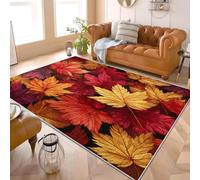 Générique Tapis Moderne Poil Ras 120x180 cm 3D Plantes Feuilles D'éRable Tapis Antidérapant Intérieure pour Salon et Chambre à Coucher Brun Décoration Maison Paillasso Lavable