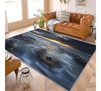 Générique Tapis Moderne Poil Ras 120x180 cm Paysages Naturels Marins Tapis Antidérapant Intérieure pour Salon et Chambre à Coucher Bleu Décoration Maison Paillasso Lavable