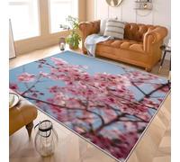 Générique Tapis Moderne Poil Ras 140x200 cm Gros Plan Romantique sur des Fleurs Tapis Antidérapant Intérieure pour Salon et Chambre à Coucher Bleu Décoration Maison Paillasso Lavable