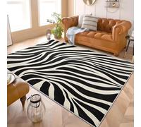 Générique Tapis Moderne Poil Ras 160x230 cm Illusion D'Optique Rayures ZéBréEs Tapis Antidérapant Intérieure pour Salon et Chambre à Coucher Noir Et Blanc Décoration Maison Paillasso Lavable