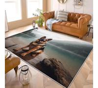 Générique Tapis Moderne Poil Ras 60x90 cm Gros Plan sur Un Chien Berger Allemand Tapis Antidérapant Intérieure pour Salon et Chambre à Coucher Brun Décoration Maison Paillasso Lavable