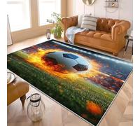 Générique Tapis Moderne Poil Ras 80x150 cm Boule De Feu 3D Tapis Antidérapant Intérieure pour Salon et Chambre à Coucher Vert Décoration Maison Paillasso Lavable