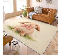 Générique Tapis Moderne Poil Ras 80x150 cm Gros Plan d'un Lapin BéLier Tapis Antidérapant Intérieure pour Salon et Chambre à Coucher Jaune Décoration Maison Paillasso Lavable