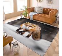 Générique Tapis Moderne Poil Ras 80x150 cm Gros Plan sur Un Renard des Neiges Tapis Antidérapant Intérieure pour Salon et Chambre à Coucher Brun Décoration Maison Paillasso Lavable