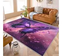 Générique Tapis Moderne Poil Ras 80x150 cm Papillon du Ciel éToilé RêVe Tapis Antidérapant Intérieure pour Salon et Chambre à Coucher Violet Décoration Maison Paillasso Lavable