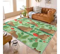 Générique Tapis Moderne Poils Courts Lavable Machine Capybara, Animal De Dessin Animé Doux Non Pelucheux Antidérapant Décoration Maison Tapis 120x180 cm Vert pour Salon, Chambre, Couloir Paillasso
