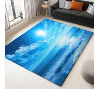 Générique Tapis Modernes Photographie HD Ciel Bleu Et Nuages Blancs, Moquette Lavable Machine avec Dessous Antidérapant, Tapis Décoratif pour Chambre, Entrée et Maison, Dimension 80 cm x 150 cm, Bleu