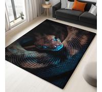 Générique Tapis Modernes Photographie HD Portrait Python, Moquette Lavable en Machine avec Dessous Antidérapant, Tapis Décoratif pour Chambre, Cuisine, Entrée et Maison, Dimension 60 cm x 90 cm, Noir