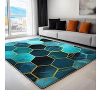 Générique Tapis Moelleux de Salon Moelleux Bleu Turquoise géométrie marbre nid d'abeille Adaptés à la Chambre à Coucher des Enfants décor à la Maison de la Chambre à Coucher Tapis - 160 x 230cm