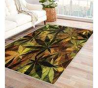 Générique Tapis Motif Feuille Cannabis Lavable 120x170, Tapis Salon Chambre Cuisine, Motif Psychédélique Plante, Antidérapant, Poil Court, Doux, Decoration Chambre Descente de Lit