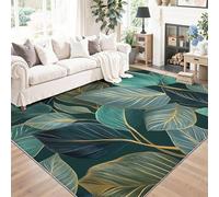 Générique Tapis Motif Simplicité Plantes Luxe Feuilles - 60 x 90 cm Antidérapant Doux d'intérieur Tapis à Poil Ras pour Salon Chambre Salle de Jeux - Bleu Foncé Lavable en Machine Moquette