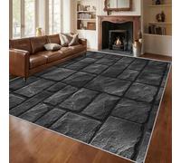 Générique Tapis Mur de Pierre, Grand Tapis Salon 200x300 Mur de Briques Ferme Carpette Chambre, Flanelle Poil Ras Moelleux - Antidérapa Lavable en Machine H2