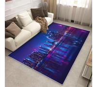 Générique Tapis New York, Tapis Entree Interieur Vue Nocturne Manhattan, Poils Antidérapant Courts Doux Moquette Paillasson Interieur Entree Un Nettoyage Facile 50 x 80 cm P-&104
