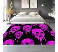 Générique Tapis Noir Violet Imprimé Moderne À Poils Courts Et Moelleux, Horreur Tête Lavable en Machine 50x80 cm Tapis antidérapant pour Salon Chambre Bureau pour Un Nettoyage Facile