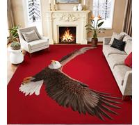 Générique Tapis Oiseaux 60 x 110 cm, Imprimés Dessin Animé Aigle, Tapis Antidérapant et Lavable en Machine pour Salon Salle a Manger Decoration, Moquette de Chambre Doux, Rouge