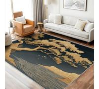 Générique Tapis Or Arbre Lavable 60x90 - Motif Lac Oiseau Paysage, Petit Tapis Entree Interieur Chambre Paillasson Antidérapant Poil Court Doux Decoration Maison Carpet, FD3429