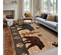 Générique Tapis Ours, Tapis Salon Motif Animaux Forêt Rustique 150x200 cm, Pile Courte, Antidérapant, pour Carpette Chambre, Descente de Lit, Lavable Interieur, Decoration Maison A(1011)