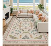 Générique Tapis Paillasson Entree Interieur Salon Chambre Cuisine Lavable en Machine, Imprimé Papillons Multicolore Vert crème, Moderne, Rose Rouge, 60 x 90 cm