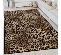 Générique Tapis Paillasson Entree Interieur Salon Chambre Cuisine Lavable en Machine,Leopard Animal Print Non-Shedding Brown Noir,Orange,60 x 90 cm