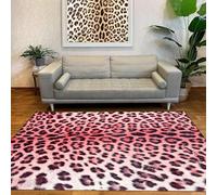 Générique Tapis Paillasson Entree Interieur Salon Chambre Cuisine Lavable en Machine,Noir Blanc Leopard Animal Print Modern,Rouge,60 x 90 cm