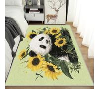 Générique Tapis Panda Fleur Lavable 80x120, Petit Tapis d'entrée Interieur Chambre, Motif Tournesol Feuille, Paillasson Antidérapant, Poil Court, Doux, Decoration Maison Carpet