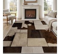 Générique Tapis Patchwork en Peau de Vache Vintage Style Ferme Motif Animal Abstrait, Tapis Antidérapant et Lavable en Machine pour Entrée Couloir Cuisine Chambre Salon, Taille 120x160 cm