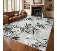 Générique Tapis Peinture a l'Encre de Chine, Grand Tapis Salon 120x170 Bambou Noir Blanc Carpette Chambre, Flanelle Poil Ras Moelleux - Antidérapa Lavable en Machine H2