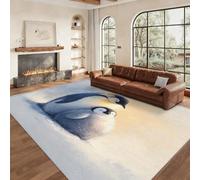 Générique Tapis Pingouin, Grand Tapis Salon 160x230 Antarctique Pingouin Carpette Chambre, Flanelle Poil Ras Moelleux - Antidérapa Lavable en Machine H-81