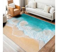 Générique Tapis Plage Chambre 80x150 cm Motif Aqua Vague Bord De Mer 3D Océan, Tapis Cuisine Lavable Antidérapant Doux Poil Ras, Deco Chambre Moquette