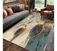 Générique Tapis Plage Salon 60x90 cm Motif Tortue Vague, Tapis Lavable Antidérapant Doux Poil Court, Decoration Chambre Descente De Lit Carpet, j1d6033