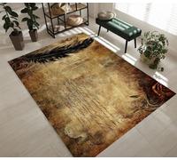 Générique Tapis Plume 120x180cm Rétro Runes Tapis Salon Décoration Antidérapant, Lavable Poils Ras Tapis Doux Chambre pour Couloir Canapé Carpet, Living Room Bedroom,Cuisine 1H1187