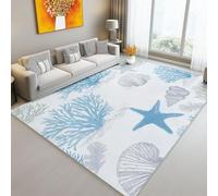 Générique Tapis Poil Court Moderne, Blanc Minimalisme Lignes Étoiles De Mer Corail Tapis - Salon Chambre Salle à Manger Adulte Bureau Résistant 160 x 230 cm