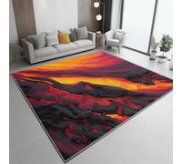 Générique Tapis Poil Court Moderne, Orange Et Rouge Abstrait Fluide Lave Tapis - Salon Chambre Salle à Manger Adulte Bureau Résistant 60 x 90 cm