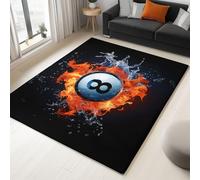 Générique Tapis Poil Ras Billard d'eau Et De Feu 60x120 cm Tapis Salon Antidérapant Lavable, Design Impression 3D Moderne, pour Entree Interieur, Chambre, Couloir