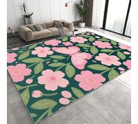 Générique Tapis Poil Ras Doux Fleurs 100x150 cm Motif 3D Anti-Tache Lavable Décoration Papillon Minimalisme Adapté Salon Chambre parentale Salle à Manger 1K-42